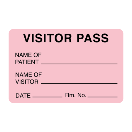 NEVS Visitor Pass - Name Of Patient/Visitor 1-15/16" x 3" VP-Pink